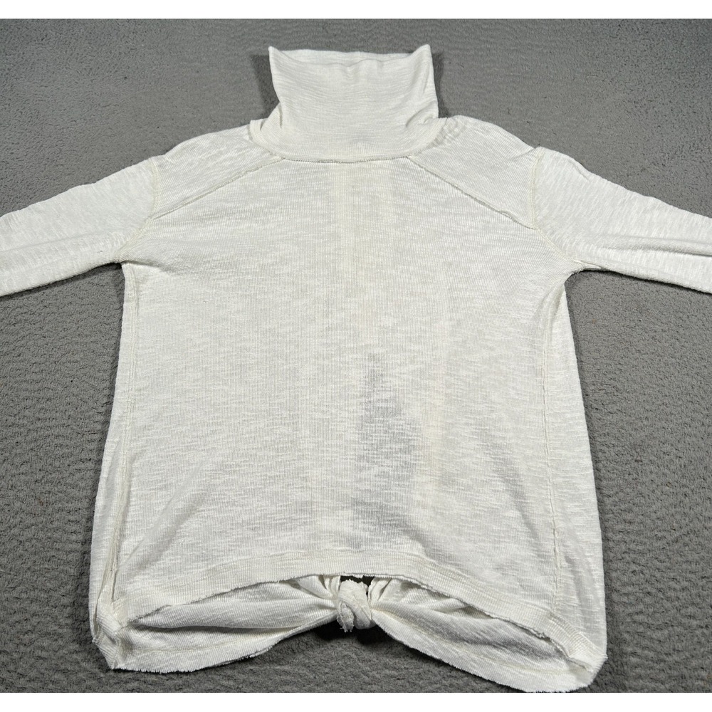 Free People We The Free Sweater Womens XS White Kori‎ Split Back Turtleneck